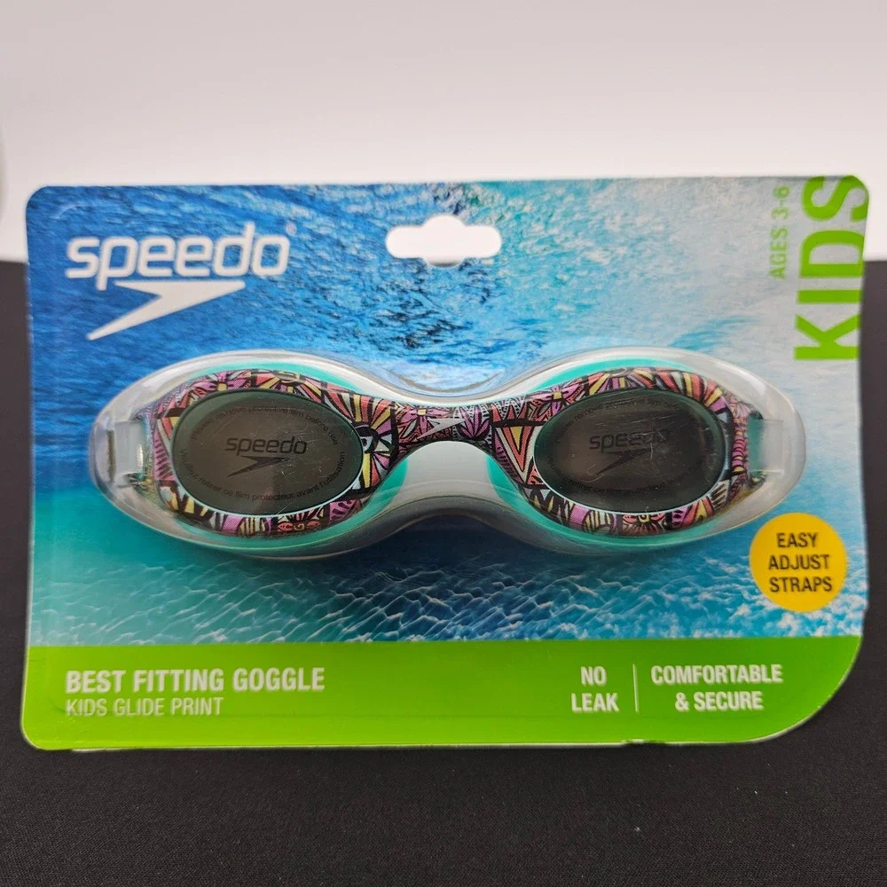 Speedo Kids Glide Print Goggles UV Protection Anti‎ Fog Easy Adjust Straps